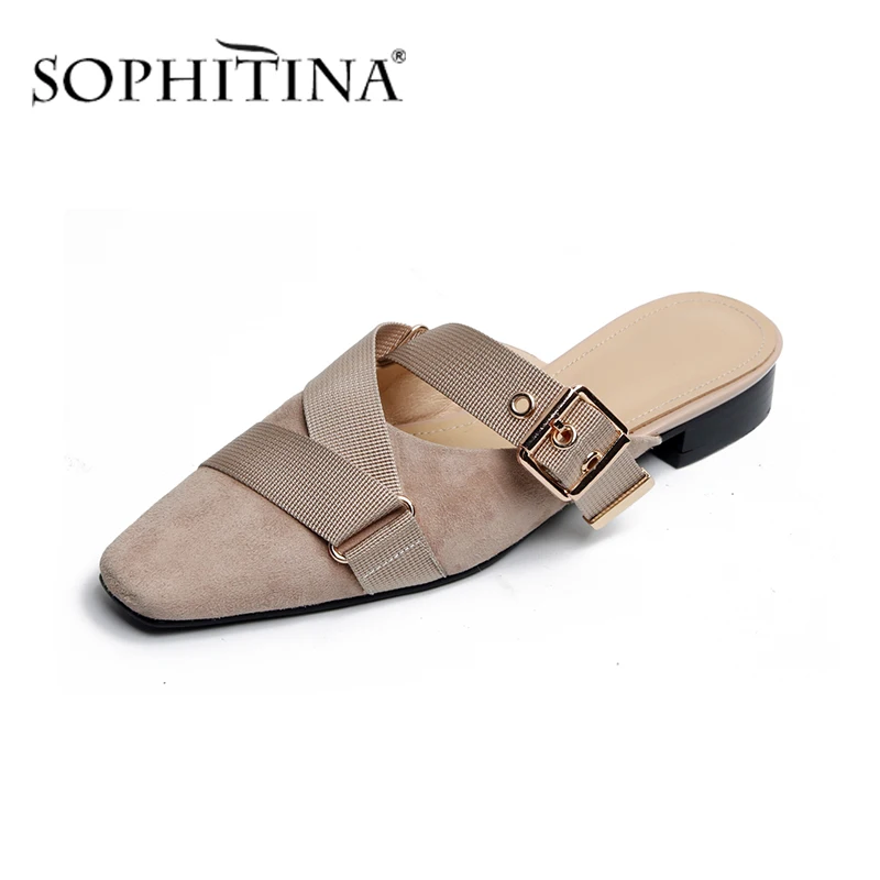 SOPHITINA/новые тапочки Женская элегантная обувь с квадратным носком Модная
