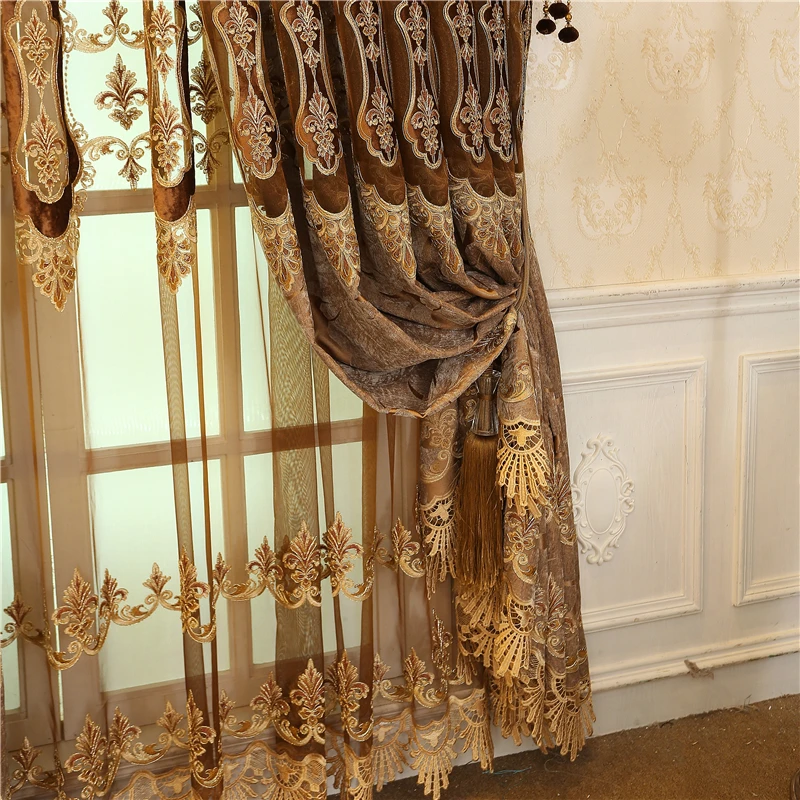 Европейская и американская Высококачественная ажурная коричневая вышитая