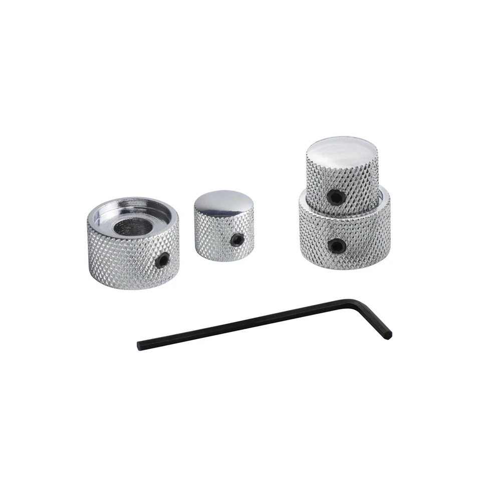 

1pc Metal Dual Concentric Dome Control Knob Electric Guitar Bass Tone Volume Control Chrome