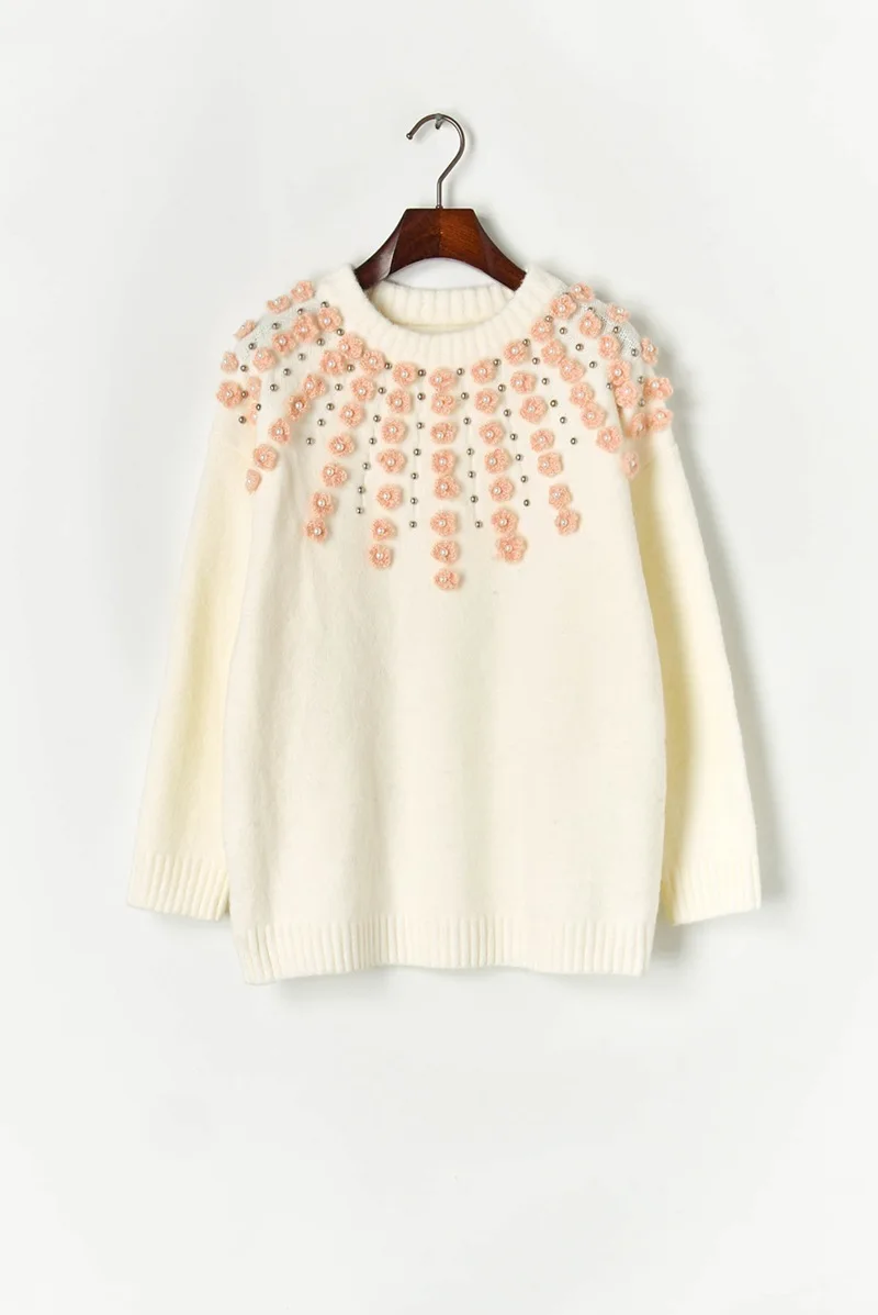 Женский длинный вязаный свитер теплый Свободный пуловер в Корейском стиле с