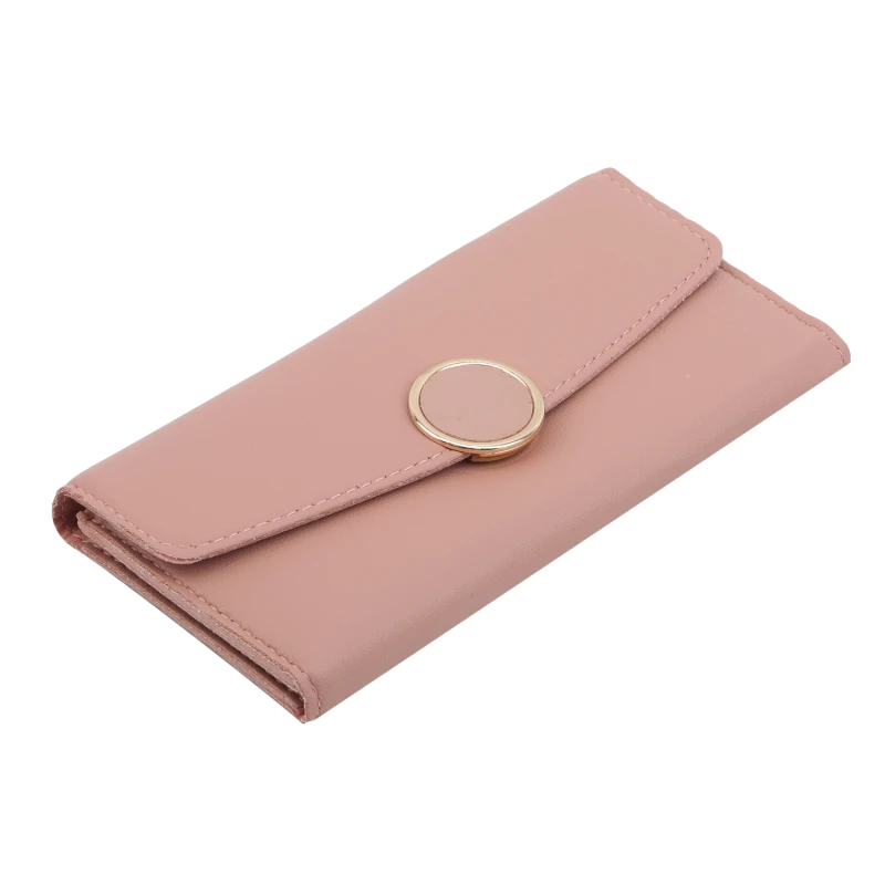 

Women Fashion Metal Circle Decor Wallet New Long Wallet Quality Pu Leather Purse Zipper Wallets Hasp Purse For Female
