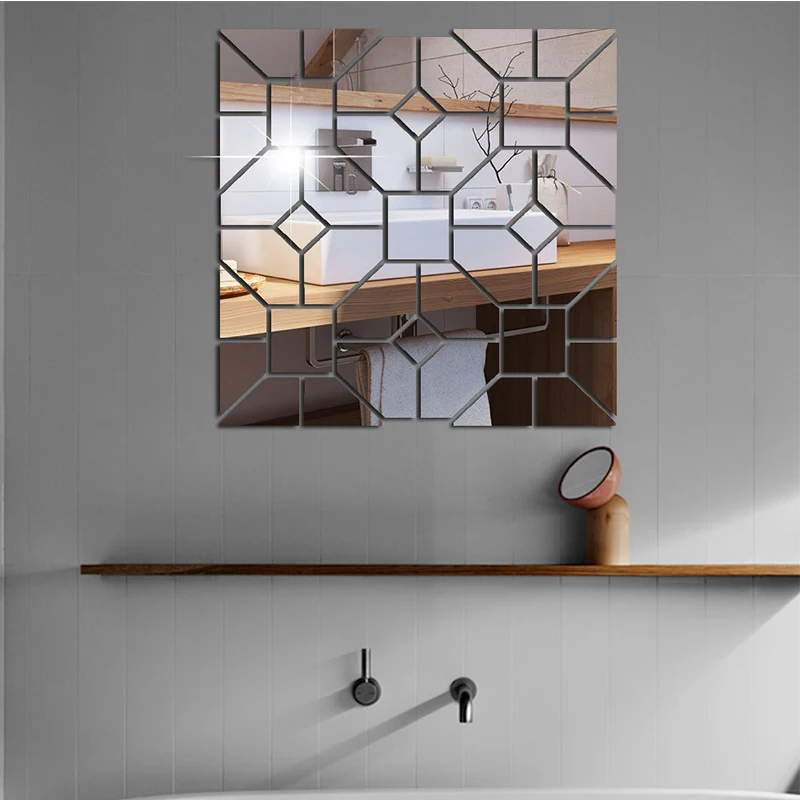Геометрическая форма трехмерная акриловая зеркальная Настенная Наклейка для
