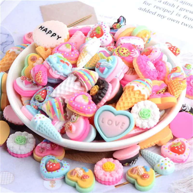 

Julie Wang 20PCS Resin Cake Charms Random Mixed Cream Cake Artificial Food Pendant Jewelry Making Accessory Decor