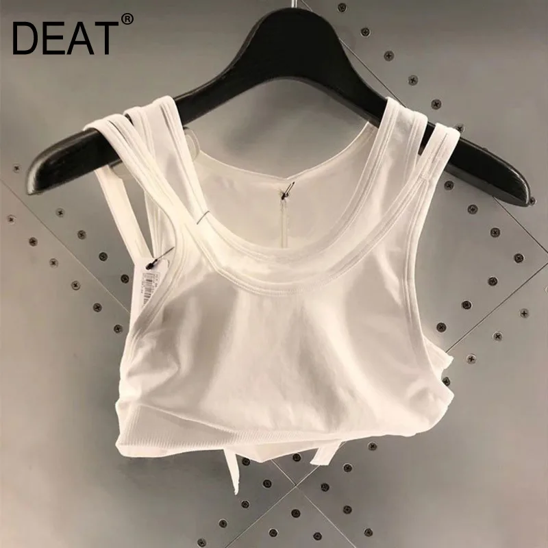 DEAT 2020 new summer fashion women clothing round neck sleeveless high quality waist T shirt female crop tank WL2600L|Футболки| |
