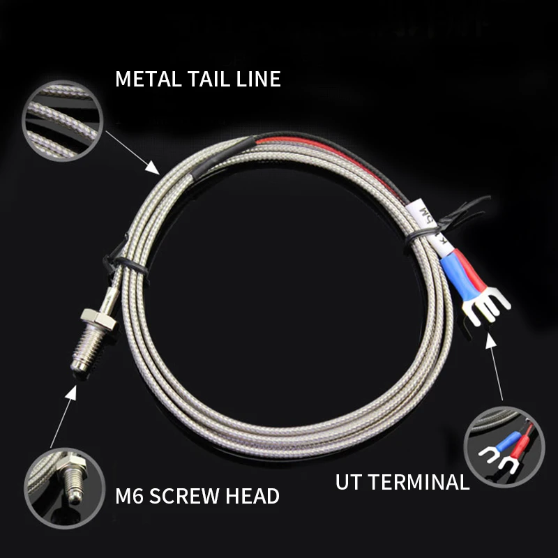 

0.5M-5M K Type Thermocouple Control Thread M6 Screw Probe Temperature Sensor Temperature Controller 0-400C Sensor Probe 2020