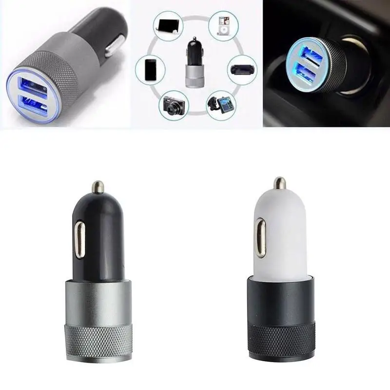 12V автомобильное двойное USB зарядное устройство мини-прикуриватель двойной USB разъем универсальный для автомобильного прикуривателя Зарядное устройство адаптер Черный Серый