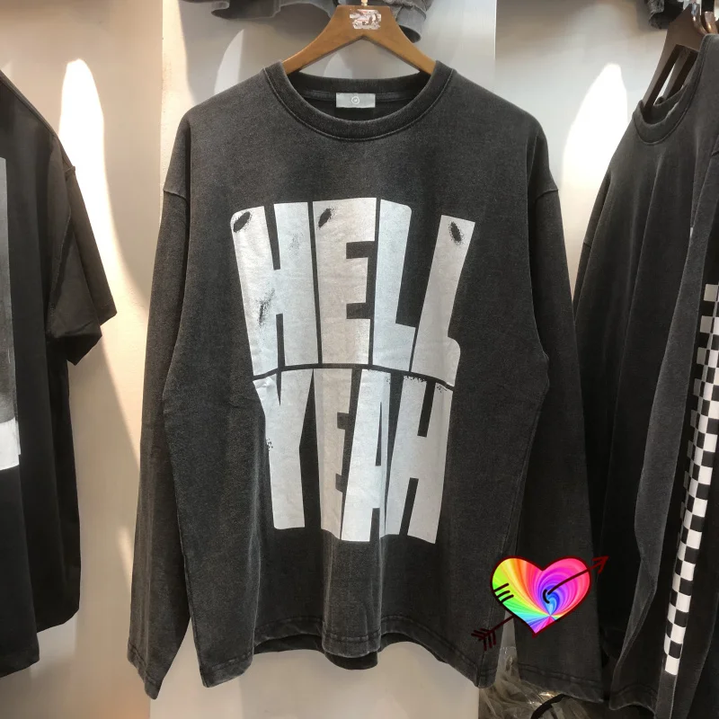 

2021 футболка Hell Yeah ревеня для мужчин и женщин, высокое качество, Винтажная футболка с длинным рукавом, ревеня, с рисунком черепа, топы большог...