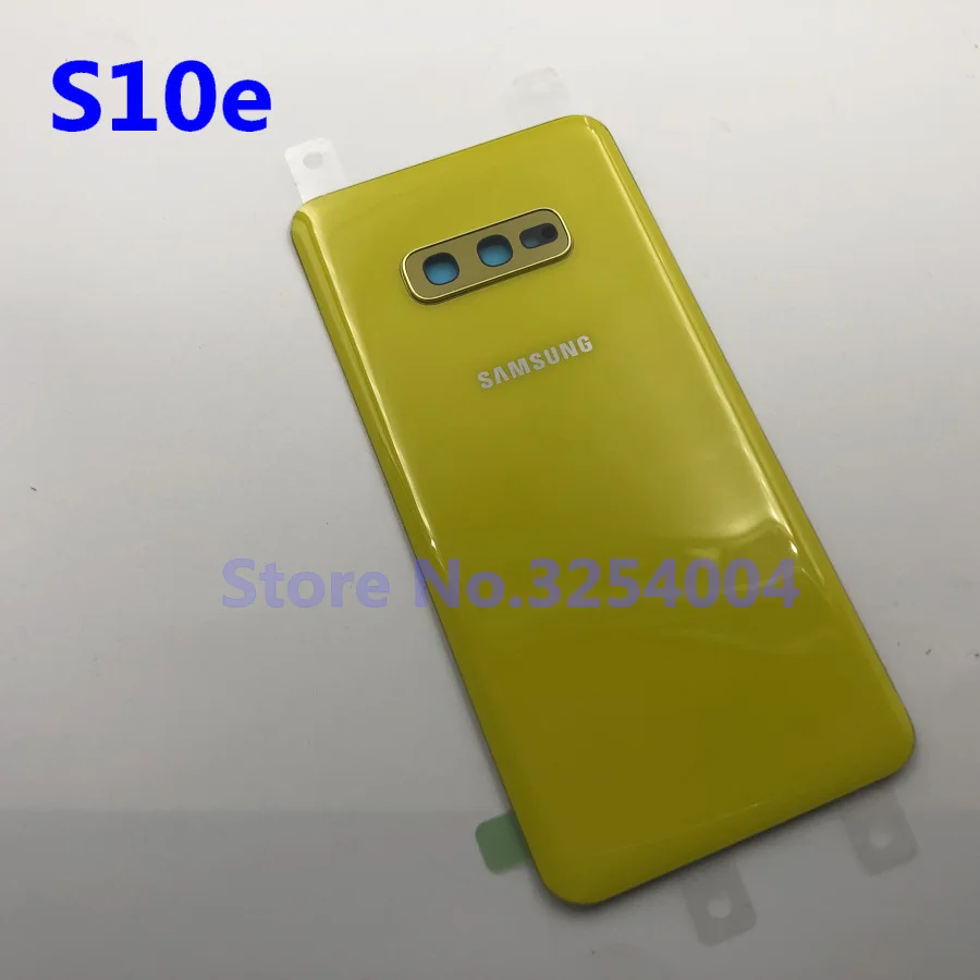 Запасное стекло для samsung Galaxy S10 S10e S10 Plus S10+ крышка для батареи задняя дверь корпус чехол для камеры стеклянная рамка для объектива - Цвет: S10e yellow