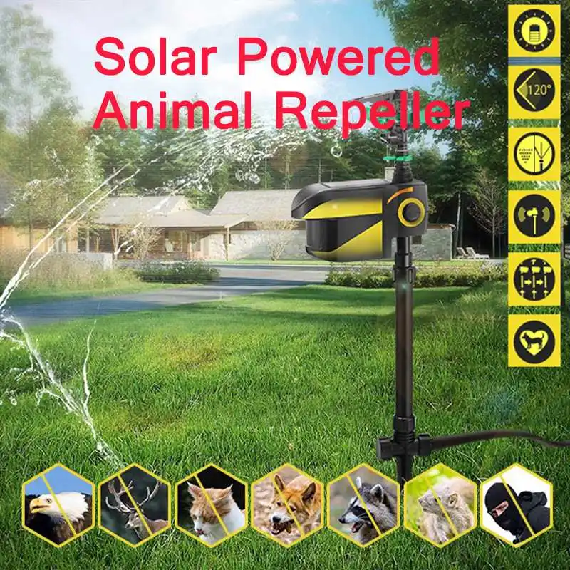 

Solar Motion Activated Powerful Eco-friendly Jet Spray Animal Repeller Garden Pest Control Repellent