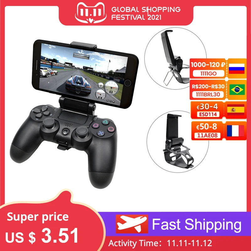 

Mobile Cell Phone Stand For PS4 Controller Mount Hand Grip For PlayStation 4 Gamepad Accessories For Samsung S9 S8 Clip Holder