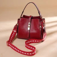 bags womens bags trendy fashion all match messenger bag cowhide shoulder bag net red leather portable bucket bag