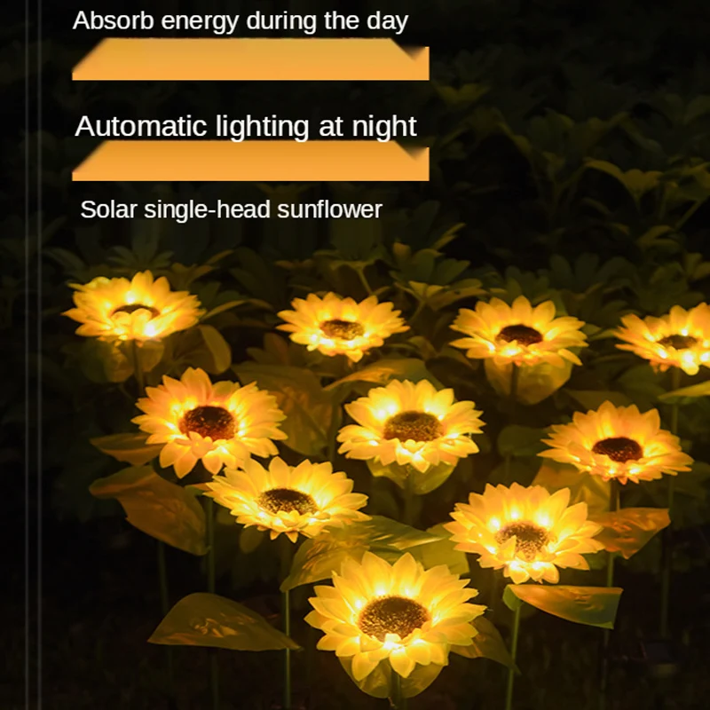 

Solar Lights Led Sunflower Solar Light Outdoor Decoration Simulation Ground Plug Light Garden Lawn Ground Plug Light Night Lamps