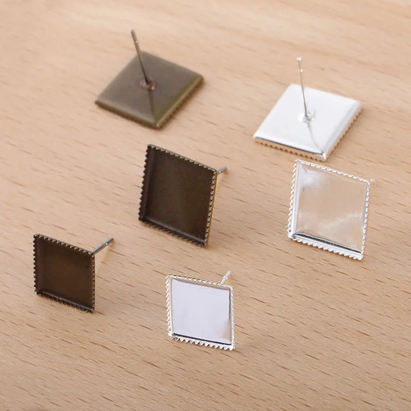 Основа для сережек гвоздиков с кабошоном 10 мм 12 мм|stud earring base|cabochons wholesalersearring base |