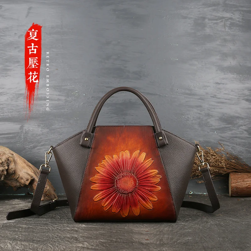 

2020 leather women's bag top layer cowhide One Shoulder Messenger Bag women's leather bag fashion tote bag