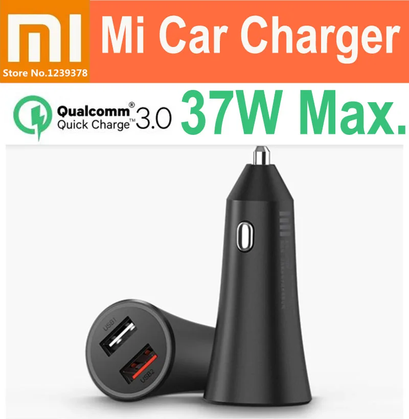 Автомобильное зарядное устройство Xiaomi Mi 37 Вт 18 двойной USB кабель для быстрой