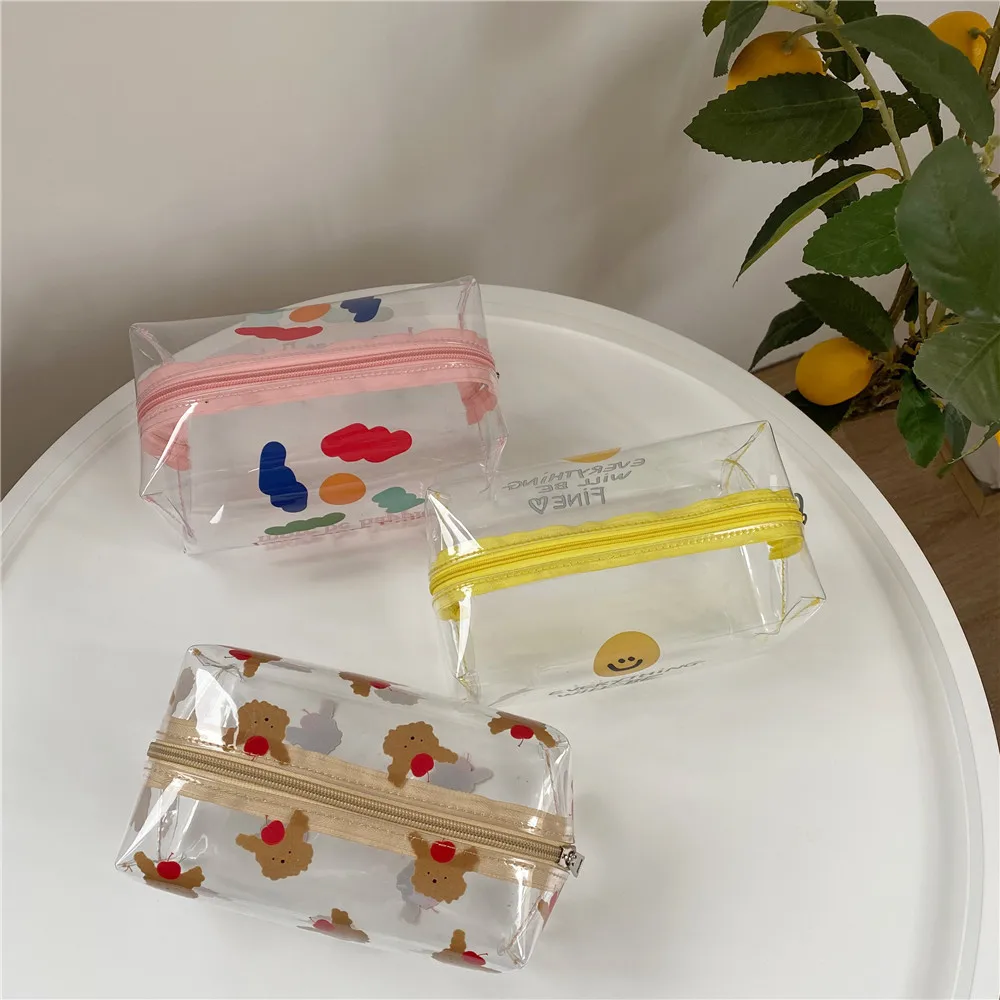 Ins/Носки с рисунком медведя из мультика в горошек Карандаш Чехол прозрачного ПВХ