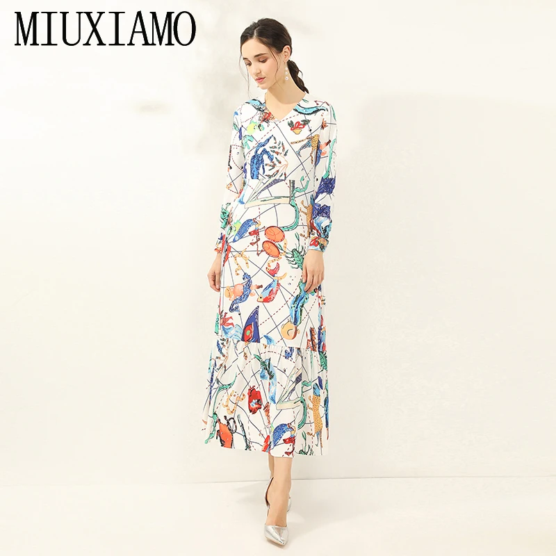 MIUXIMAO 2020 весна лето новейшее высокое качество цветочный принт Элегантное