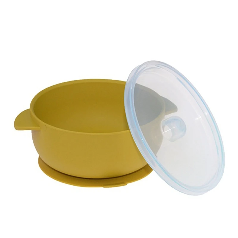 BPA-Free Silicone Baby Suction Food Bowl with Lid Spill-resistance Sucker Plate | Мать и ребенок