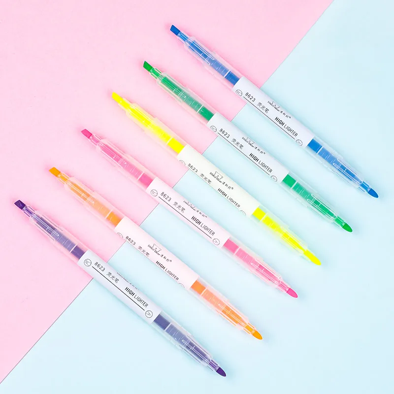 

Fluorescent marker pen candy color small fresh double head fluorescent water color pen a set of silver pen hand account pen flas