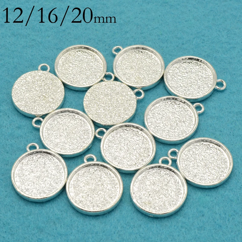 100 pcs - 12/16/20mm Round Bezel Pendant Blanks Circle Cabochon Setting Base for Pendants Bracelet or Earring Charms | Украшения и