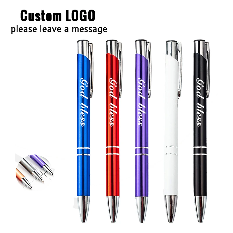 1Pcs High End Custom Aluminum Pole Metal Ball Point Pen Business Office School Commemorative Gift Stationery Free Carving Logo