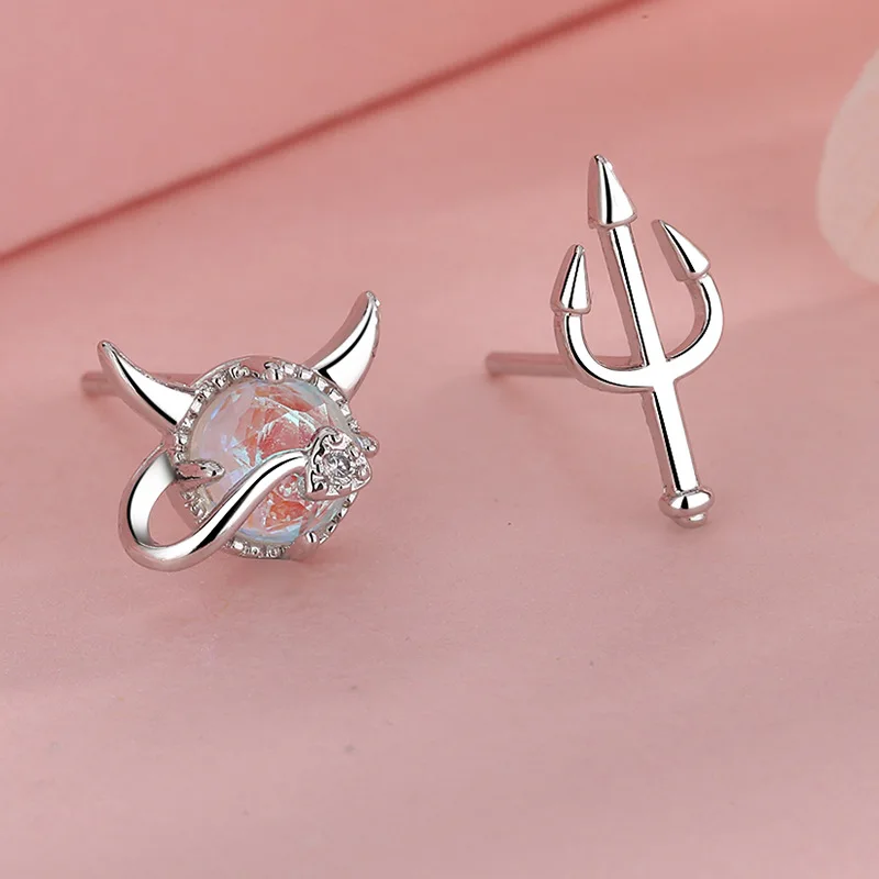 Женские Асимметричные сережки гвоздики из стерлингового серебра 925 пробы