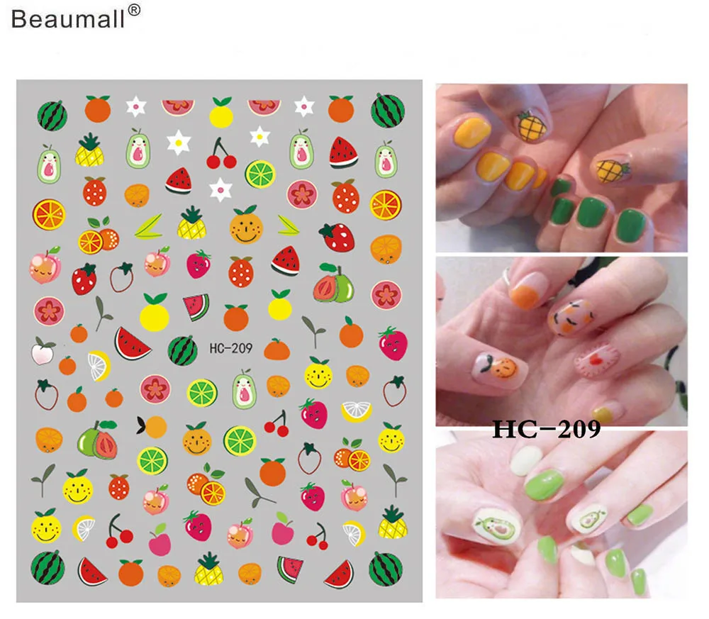 Фруктов Тип лак для ногтей на спине клей деколь декорации Стикеры дизайна советы