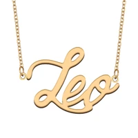 leo name necklace for women stainless steel jewelry 18k gold plated nameplate pendant femme mother girlfriend gift