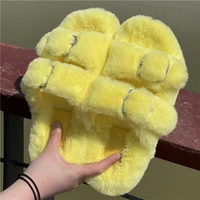 womens home indoor soft non slip faux fur slippers cute high imitation mink fur slippers fashion warm flat bottom slippers