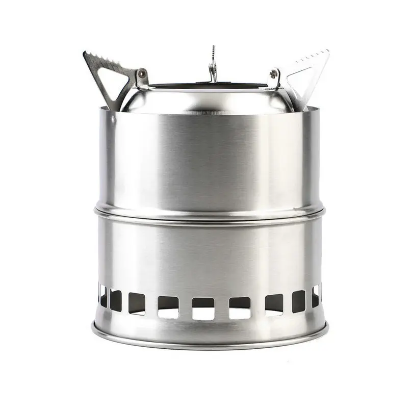 

Portable Stainless Steel Camping Stove Outdoor Wood Stove Firewoods Furnace Lightweight BBQ Picnic Solidified Alcohol Stove new