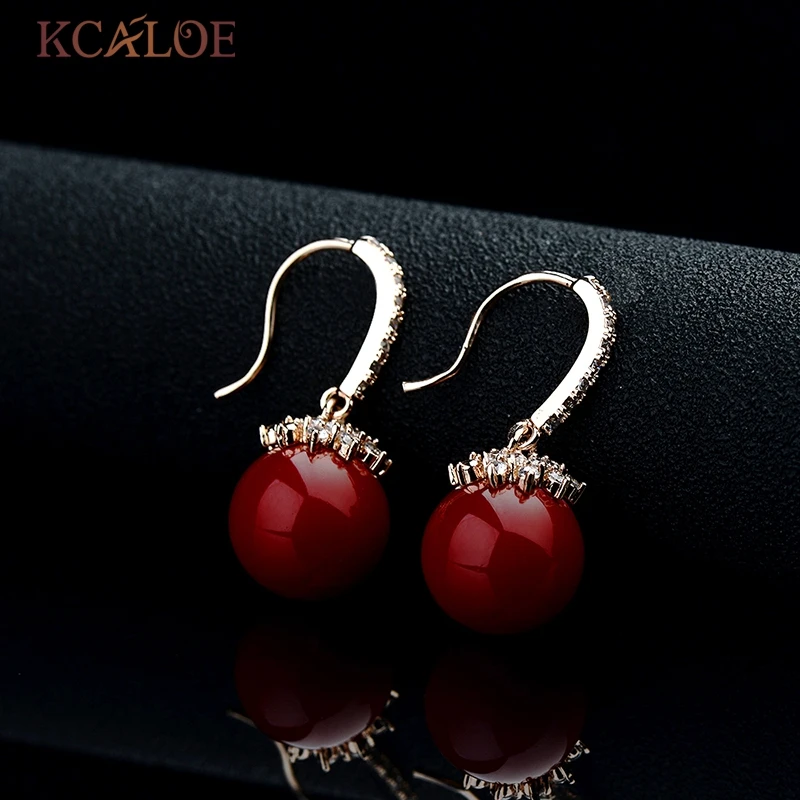 Сережки Красные Большие Коралл Серьги Крупные Шары Женские Свадебные Висячие