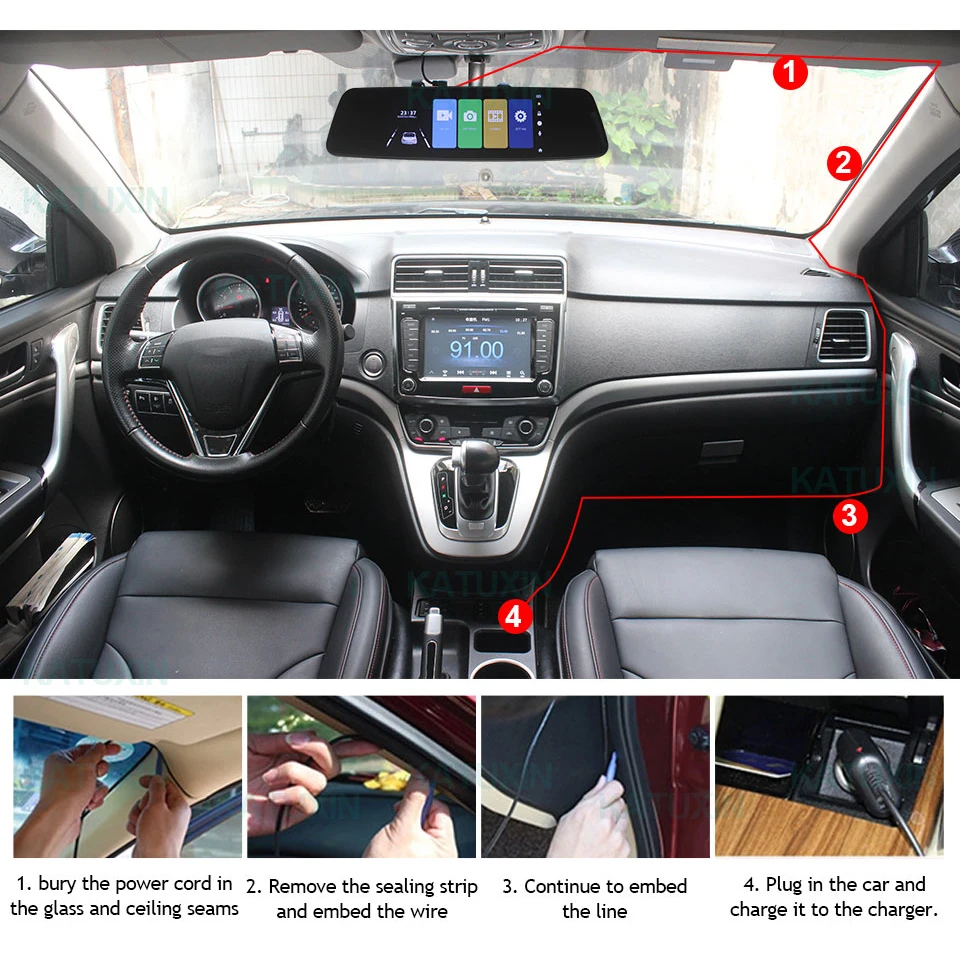7 дюймов ips Dash Cam Зеркало DVR видео зеркало заднего вида камера рекордер камера двойной объектив с камерой заднего вида KATUXIN H16A