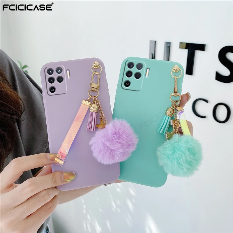 hair ball pendant phone case for oppo reno 5 lite 4z 4f 2z 3 pro 6 5g find x3 accessories back cover free global shipping