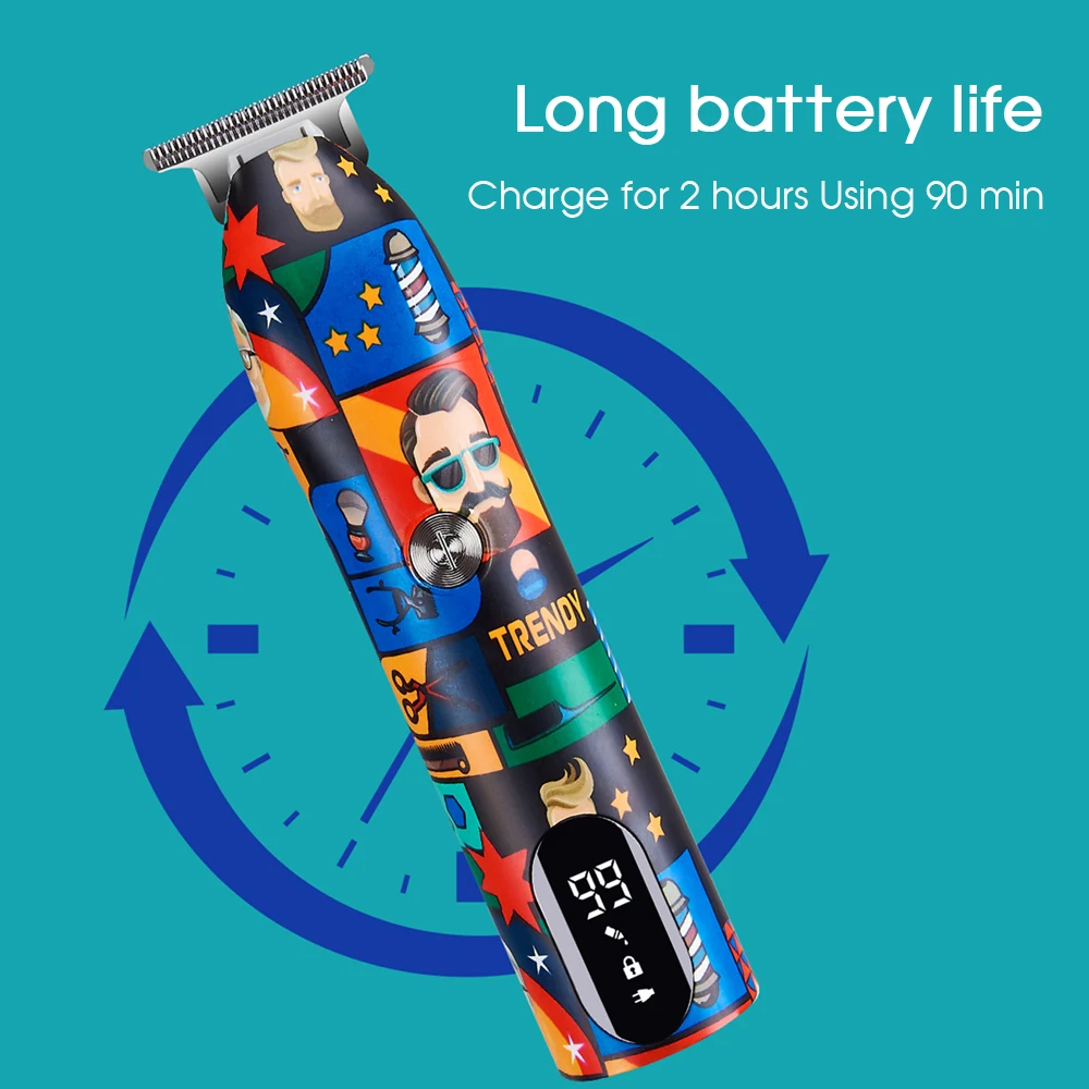 Профессиональный триммер для волос Boi со светодиодным умным дисплеем и граффити