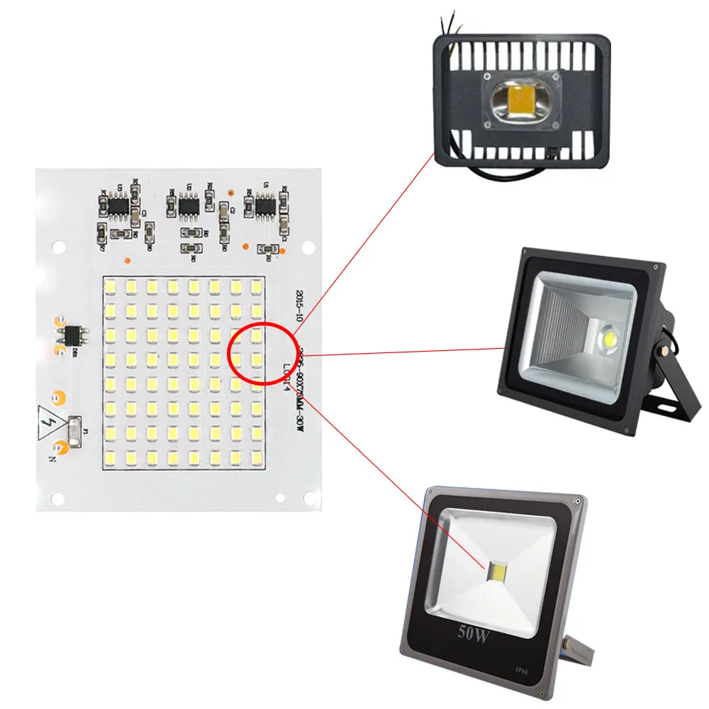 Светодиодная лампа с чипами Smart IC 220 В вход 10 Вт 20 30 50 100 искусственными диодами