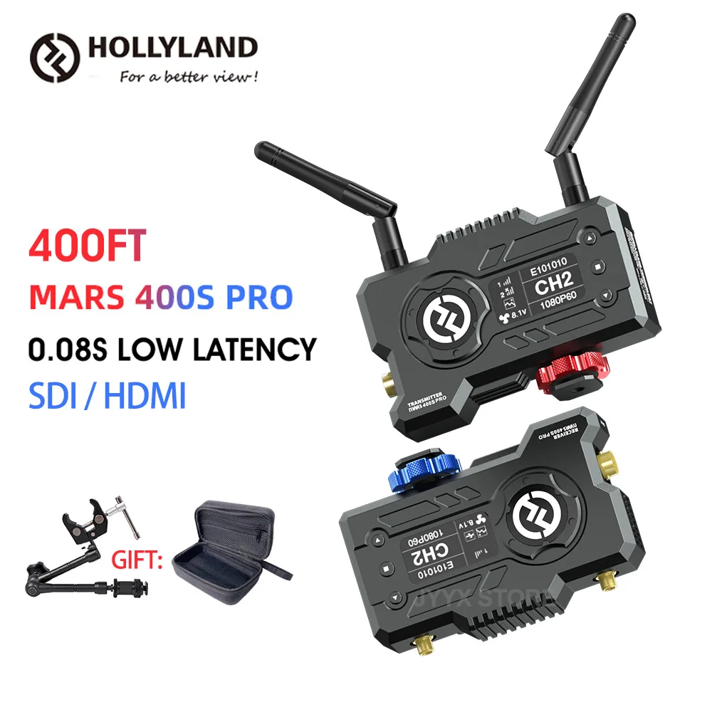 

Hollyland Mars 400S Pro 400ft SDI HDMI-compatible Wireless Video Transmission System Transmitter Receiver 1080p for Live stream