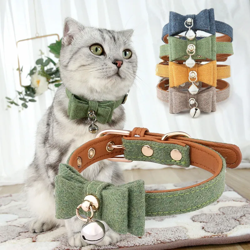 

New Pet collar puppy cat bell collar Adjustable size cat bow-knot style soft tie suitable for cat small dogs pet supplies
