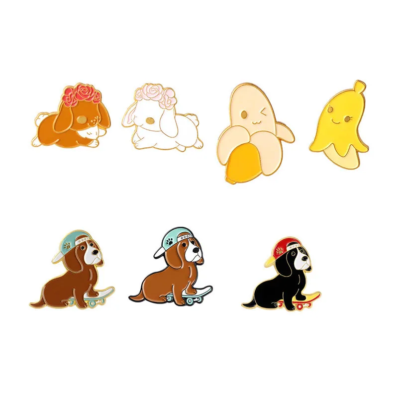 Cartoon Cute Hat Dog Banana Enamel Brooches Funny Animal Fruit Sweet Lapel Badges Pins Clothes Jewelry Gifts For Kid Women |