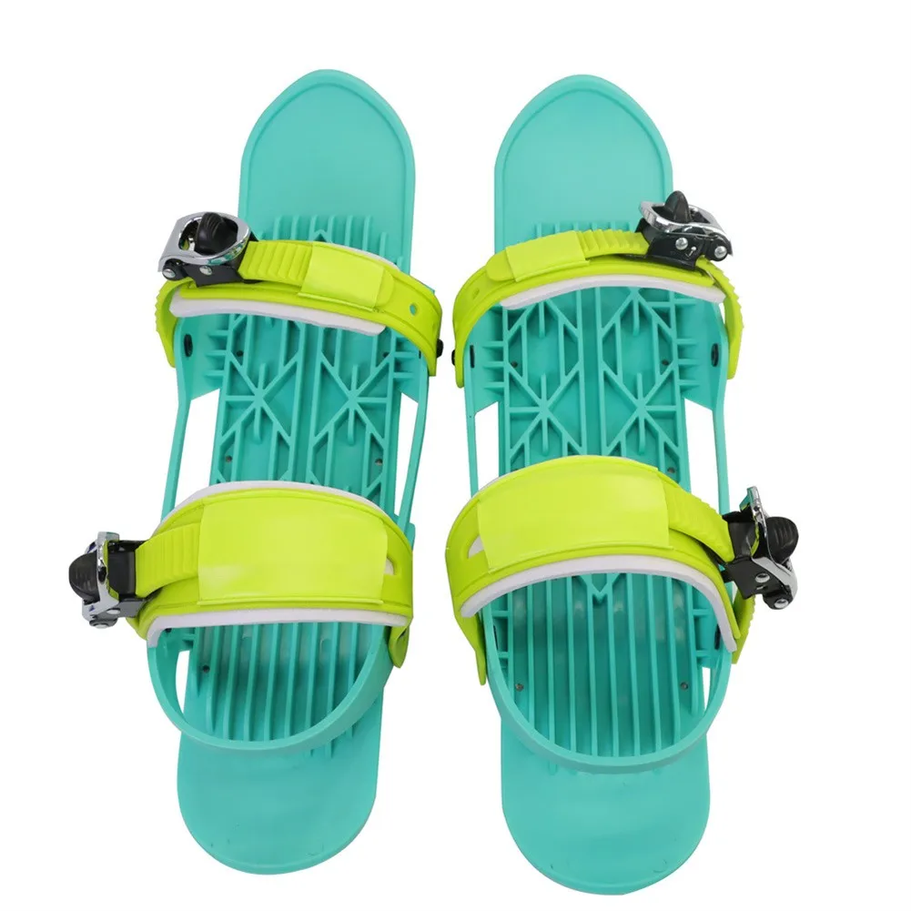

1 Pair Snow Skate Ski Shoes Snowblades Mini Skates 44*9*14cm Green Black For Outdoor Bindings Portable Skiing Shoes