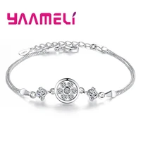 luxury wedding women bracelet solid 925 sterling silver lovely round charms jewelry fashion whitepurple cubic zircon stones