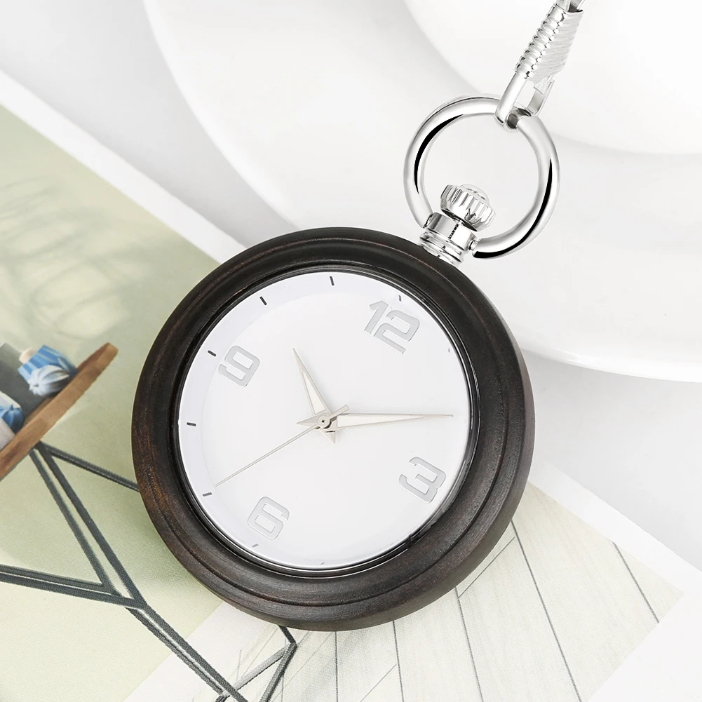 Женские деревянные карманные часы кварцевые с цепочкой и подвеской из сплава |