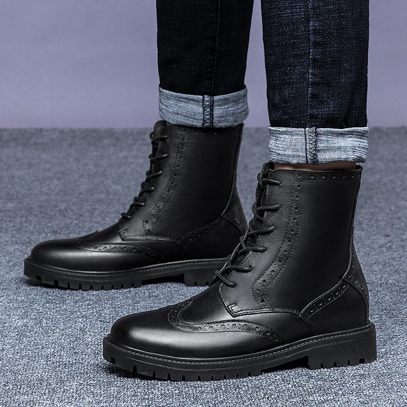 Мужские ботинки Броги из натуральной кожи дезерты в английском стиле рабочие