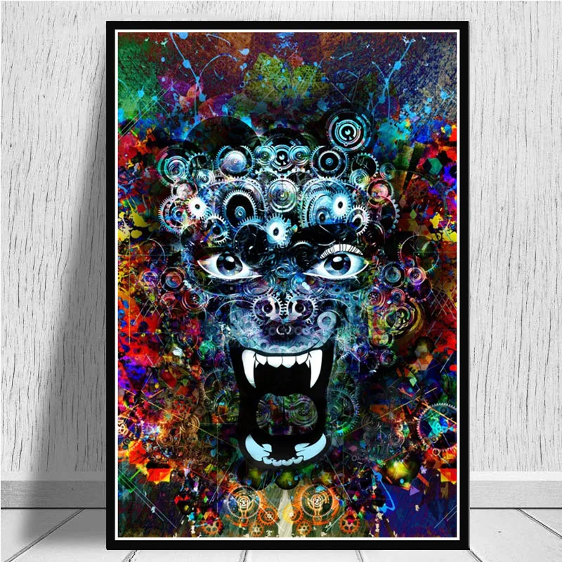 Абстрактная кислота Lsd акриловая живопись Psychedelic Blacklight плакат с грибами печатает картинка на холсте на стену Картина гостиная домашний декор