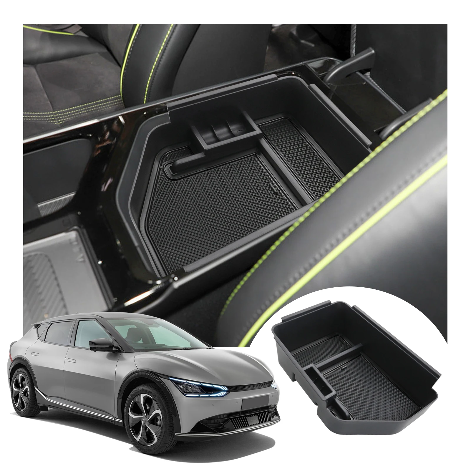 

LFOTPP Автомобильная Центральная коробка для хранения для EV6 2022 нескользящая резиновая коробка для хранения подлокотников авто Интерьер Tidying ...