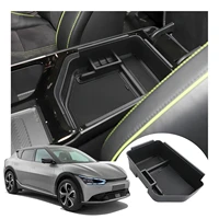 lfotpp car central storage box for ev6 2022 non slip rubber armrest storage box auto interior tidying ev6 accessories black