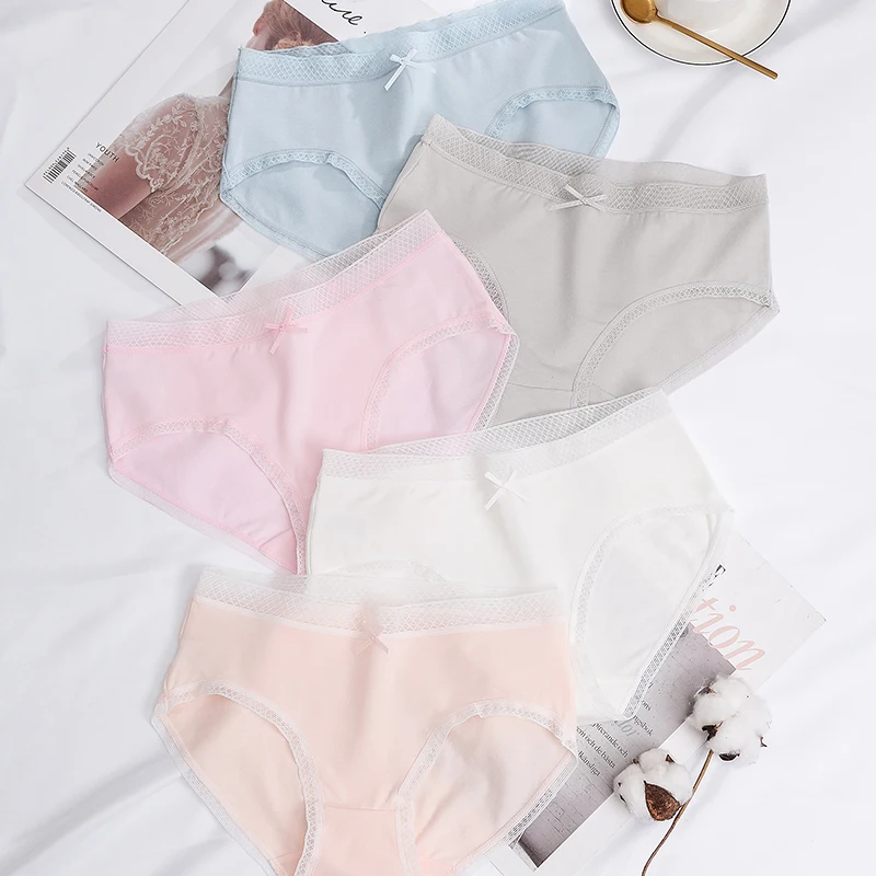 Сексуальные кружевные трусики с бантом хлопковое женское нижнее белье Милое для