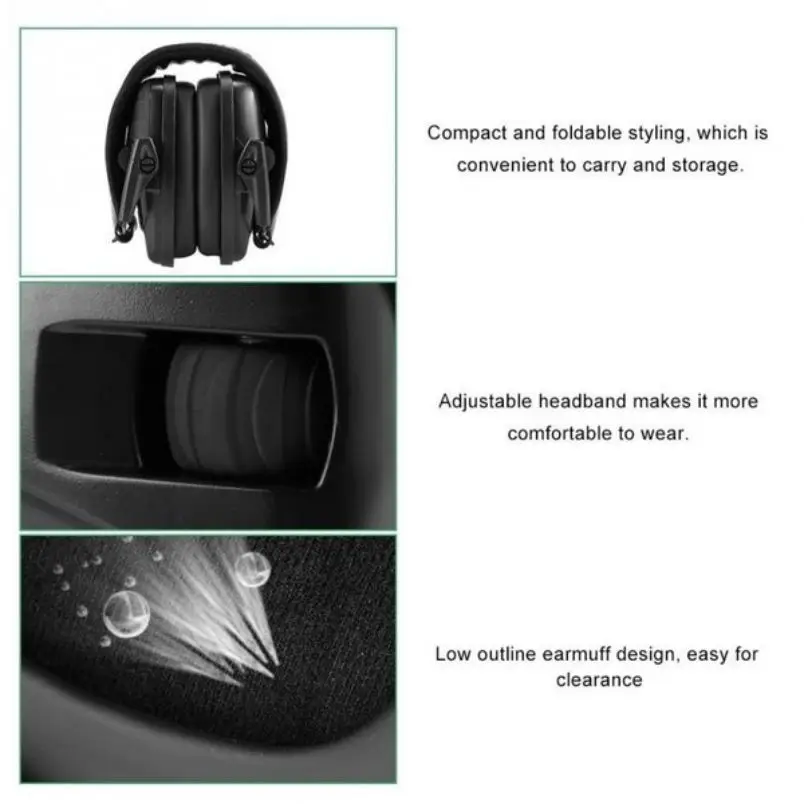 

2PCS Howard Leight Green+Black Shooting Earmuff Anti-noise Headset Impact Sound Amplification Hearing Protective Headset