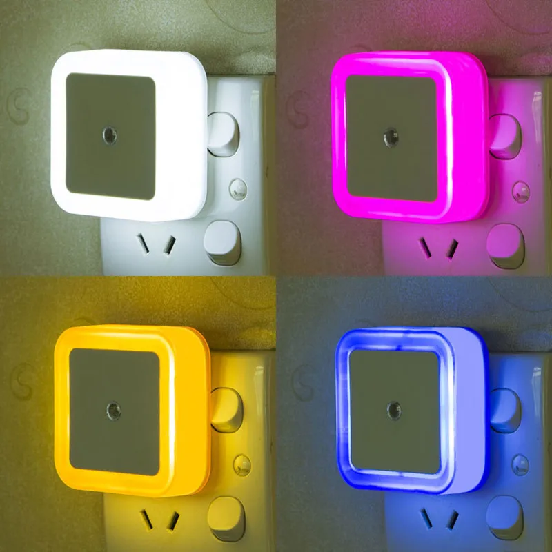 

Square Smart Sensor LED Night Light Wall Socket Light 0.5W Bedroon With EU/US/UK Plug In Baby Nursery Atmosphere Light