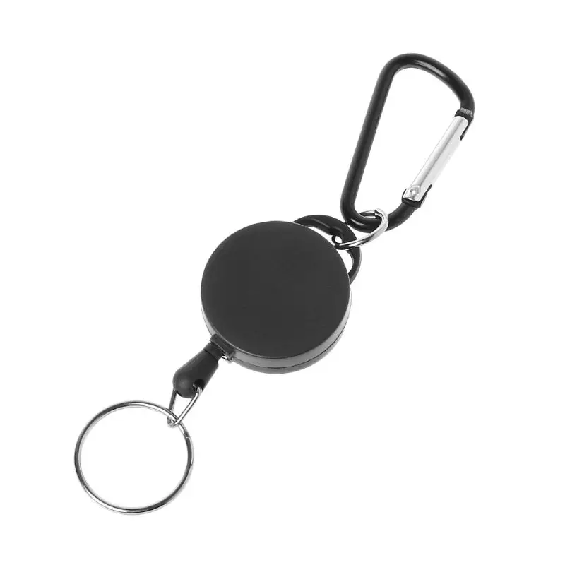 

Retractable Reel Ajustable Wire Rope Keychain With Carabiner Anti-theft Antilost