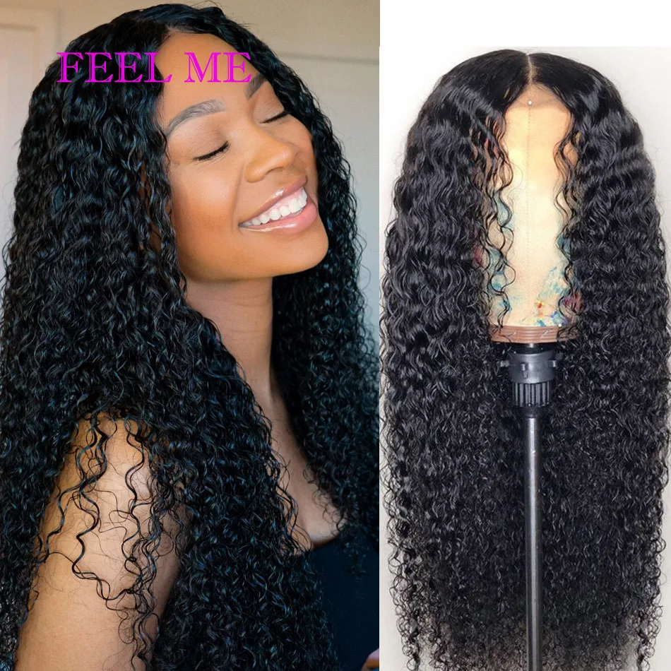 FEELME индийские афро кудрявые парики фронта шнурка человеческих волос для черных